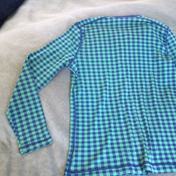 Chaps Green Blue checked long sleeve button up tee top Size Large - Picture 10 of 11